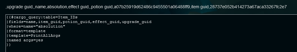 PrintAllArgs used on the Undermine Gamepedia wiki