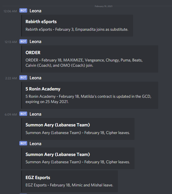 A screenshot of the News RefreshOverview Discord webhook