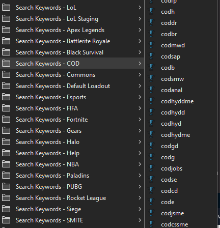 A screenshot of my bookmarks folder