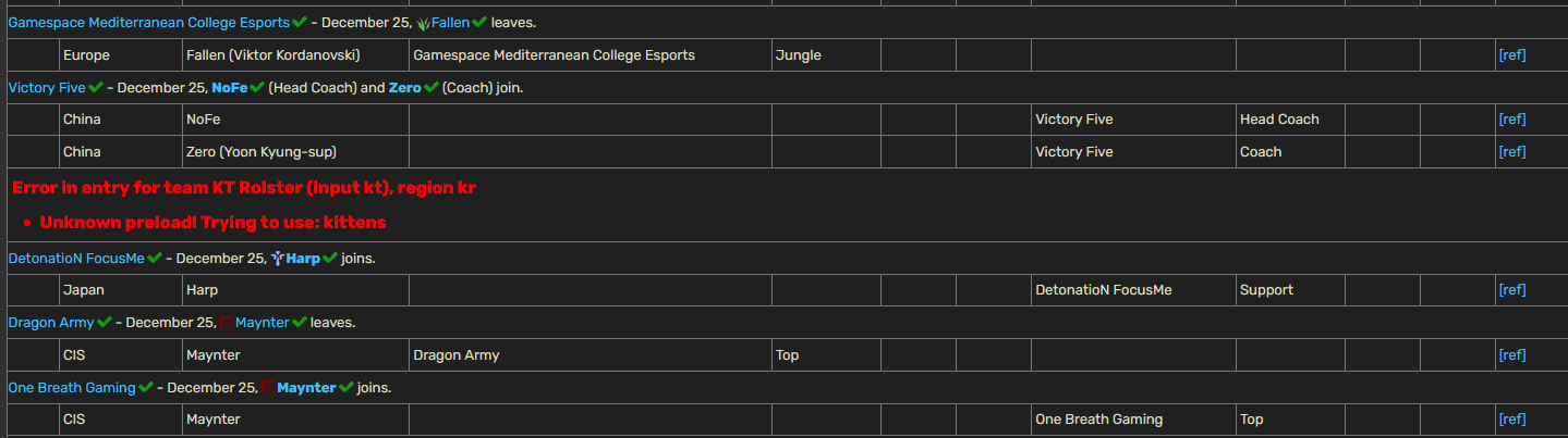 A caught Lua errors that&rsquo;s displaying in the middle of a table in its proper location