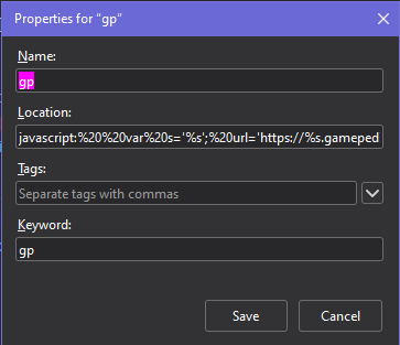 JavaScript bookmarklet screenshot